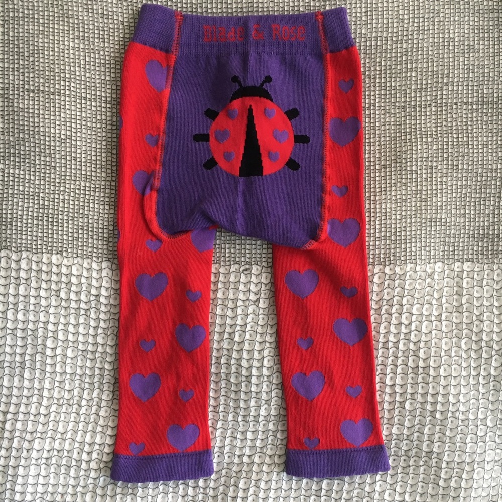 NWT Knit leggings with ladybug and hearts